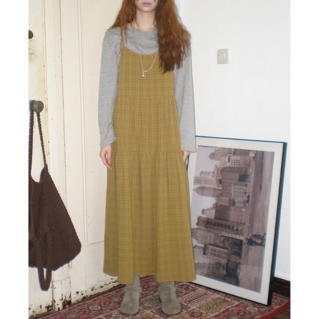 チェックAライン ティアードワンピース  B0164