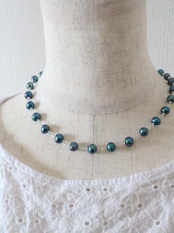 15ミリ花形シェルのロングネックレスB （白蝶貝）【FS-743】送料当社