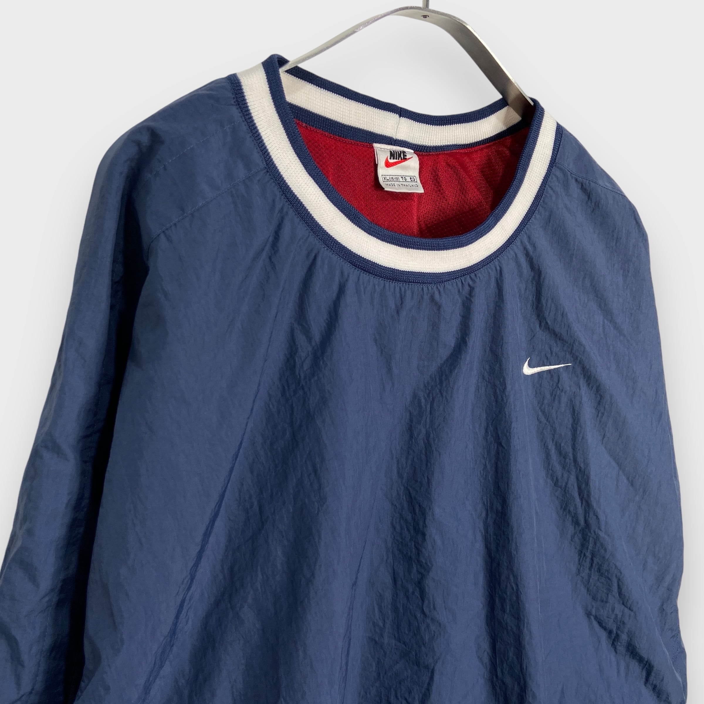 90s NIKE ナイキ ナイロンプルオーバー ピステ スウォッシュ 紺 90s NIKE ナイキ ナイロンプルオーバー ピステ スウォッシュ 紺