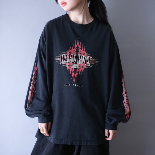 "HARD ROCK HOTEL" 360 all printed loose silhouette l/s tee