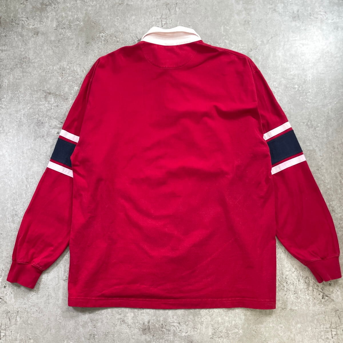 90年代 LANDS' END ランズエンド ライン入り ラガーシャツ メンズXL