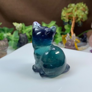 在庫SALE☆6.ちょこんと座っている可愛いフローライトねこ