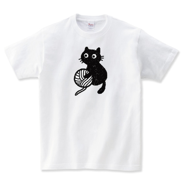 猫と毛糸 ねこ おもしろ かわいい Tシャツ ネコ 猫柄 猫雑貨 メンズ レディース 半袖 おもしろTシャツ おしゃれ 親子 ペアルック プレゼント 大きいサイズ Shortplate / ショートプレート