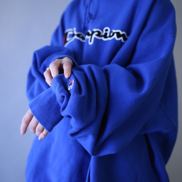 "Champion" deep blue color XXXL over silhouette reverse wave sweat parka