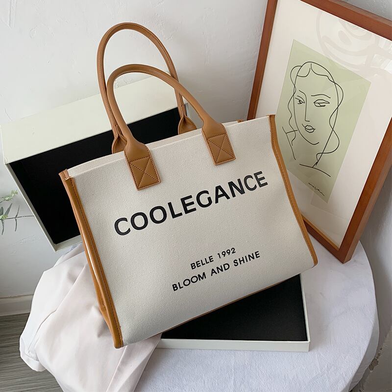 バッグ女性の大容量2020新しい波夏の野生のキャンバスショルダーバッグネット赤ファッションポータブルトートバッグ Tiancai_Wing_Bag3981403