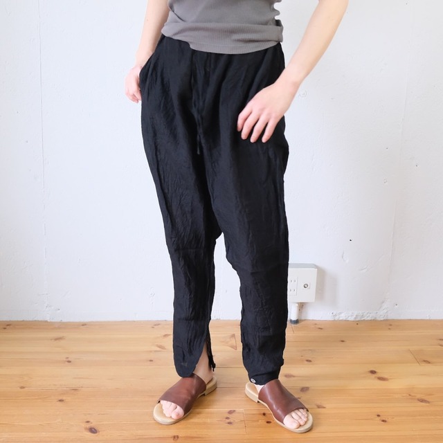Gauze#(ガーゼ) リネンヴィスコース サイドフリルパンツ LINEN VISCOSE VIVIENNE PANTS：キャメル