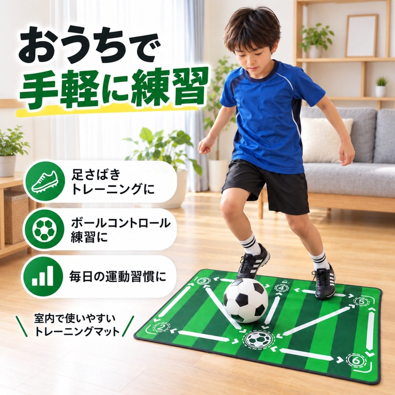 JT67.サッカーフットワークトレーニングマット 室内用 ステップ練習