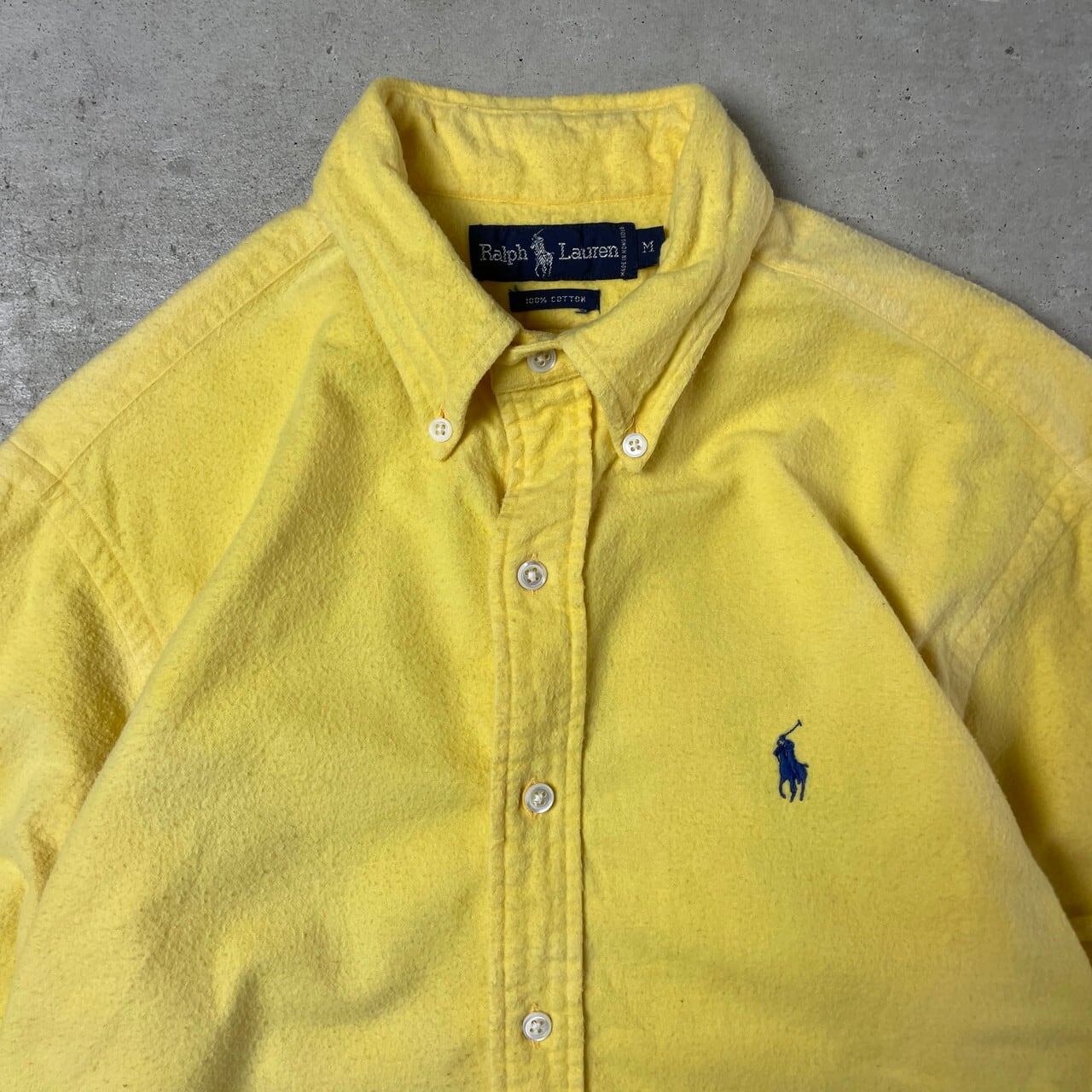 90s USA製　Ralph Lauren レモンイエロー　ポロチノ　ラルフ 90年代 RALPH LAUREN ラルフローレン シャモアクロス 長袖シャツメンズ
