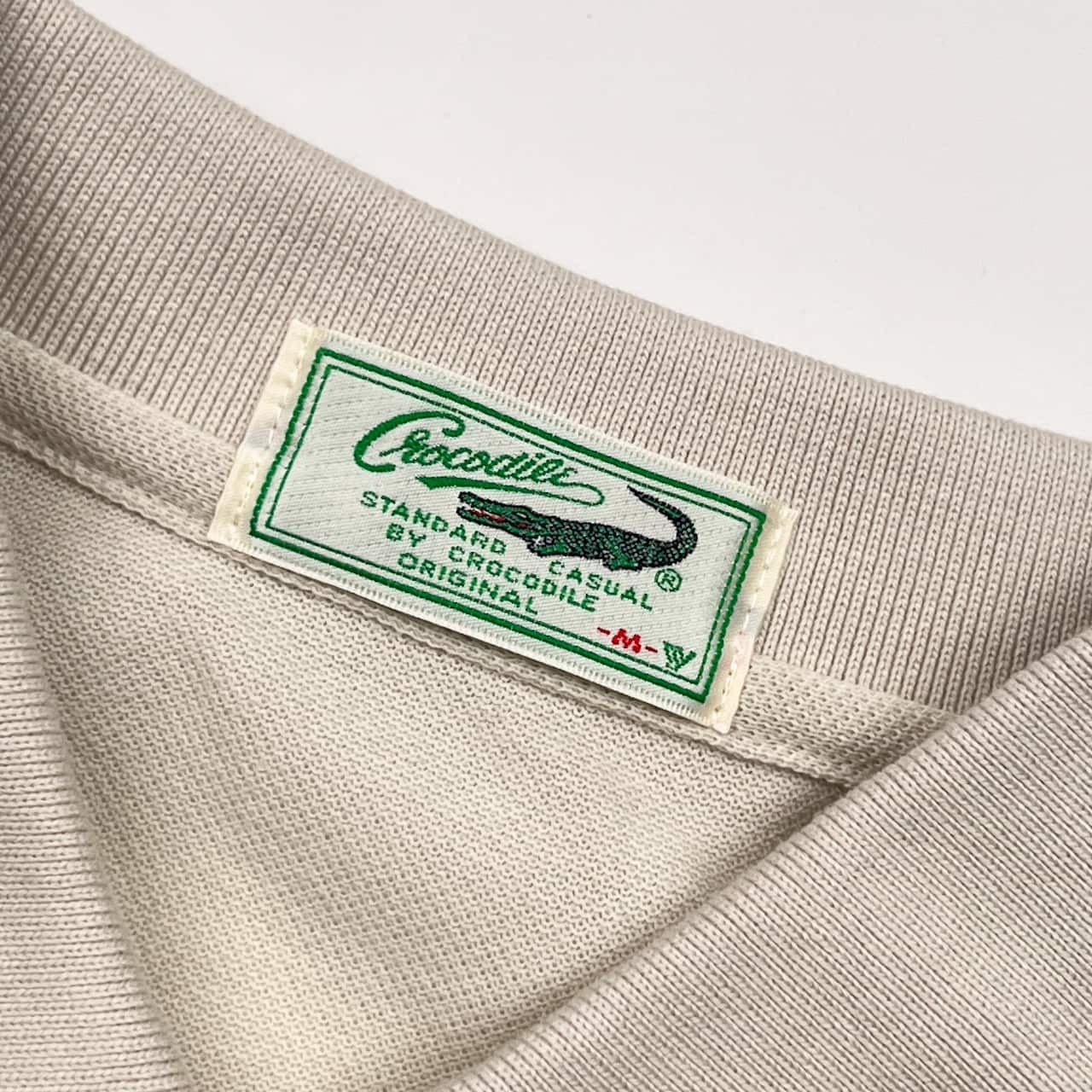 新品 タグ付き Crocodile クロコダイル 鹿の子 長袖 ポロシャツ M/グレージュ 系 メンズ