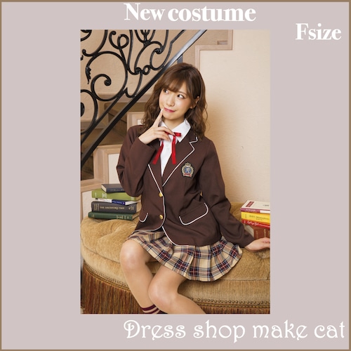 【make cat 】【即納】プレッピーガール 学生服 ブレザー チェックスカート コスチューム コスプレ 女子高生 女子中学生 学生 仮装 変装 ハロウィン 宴会 イベント