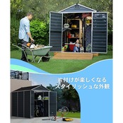 物置 屋外 おしゃれ 大型 スカイライト 4×6 横幅121cm×奥行177cm×高さ203cm ミッドナイトグレー CANOPIA カノピア 収納庫 組立式 小屋 UV保護 耐熱 大容量 倉庫