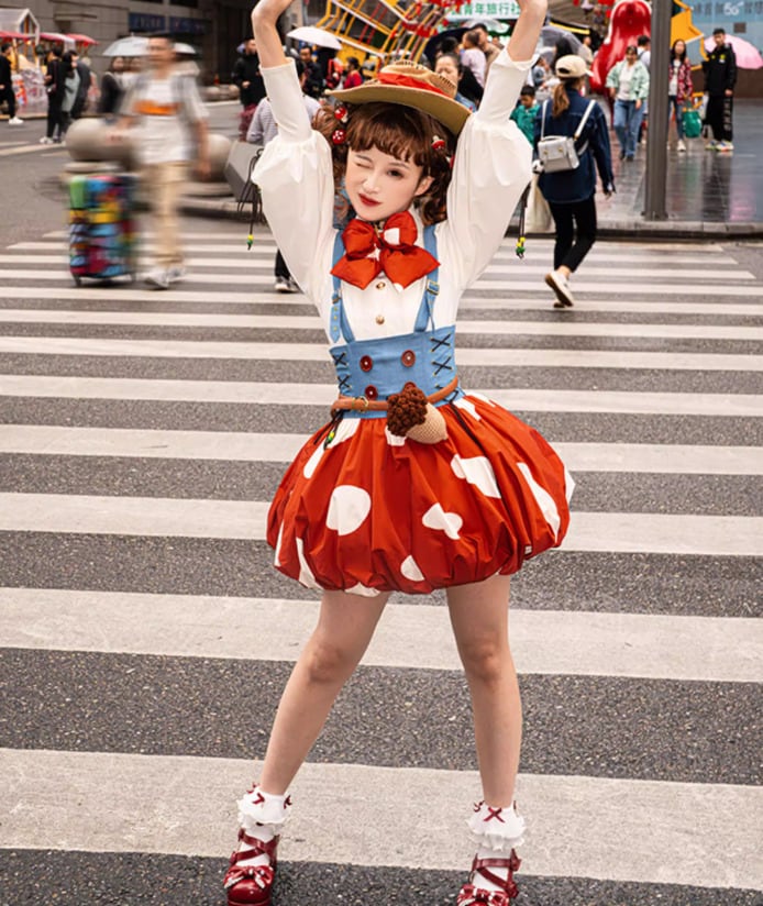 ロリータファッション サスペンダー ジャンパースカート 松ぼっくり