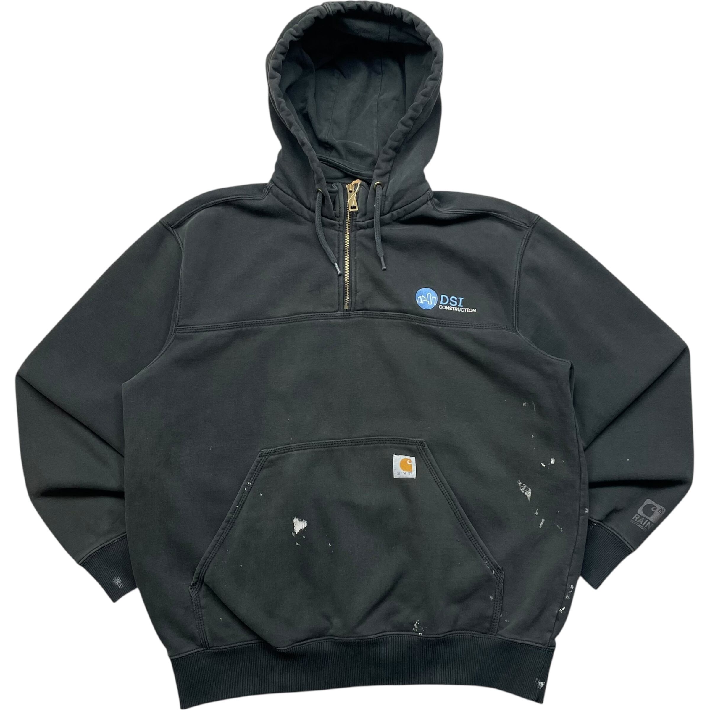 《L》 Carhartt カーハート スウェット パーカー ハーフジップ 企業刺繍 ブラック no.8907
