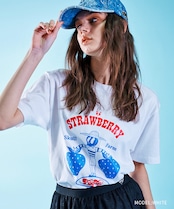 ストロベリースカルプリントベーシックTシャツ (WHITE) CQ-46095
