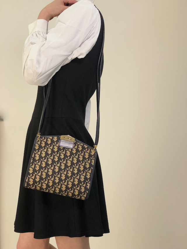 Christian Dior クリスチャン ディオール トロッター ショルダーバッグ ネイビー CD ジャガード vintage ヴィンテージ オールド 2vvpv4