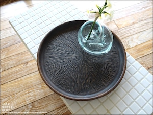 無垢材 チークトレイculaireΦ30cm お盆 サービングトレイ 飾り台 トレー 手彫り 小物入れ 世界三大銘木