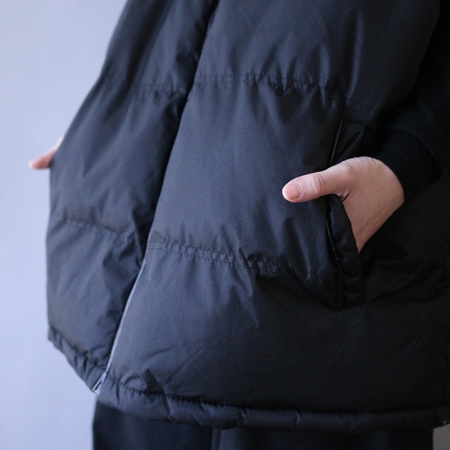 fake leather piping design over size down vest