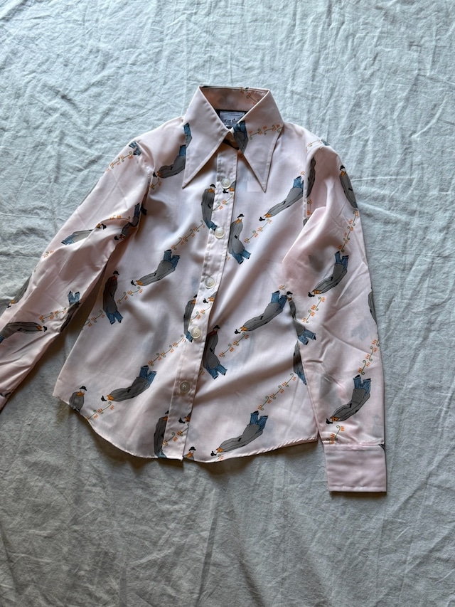 1970s Women’s Euro good gray pattern shirt