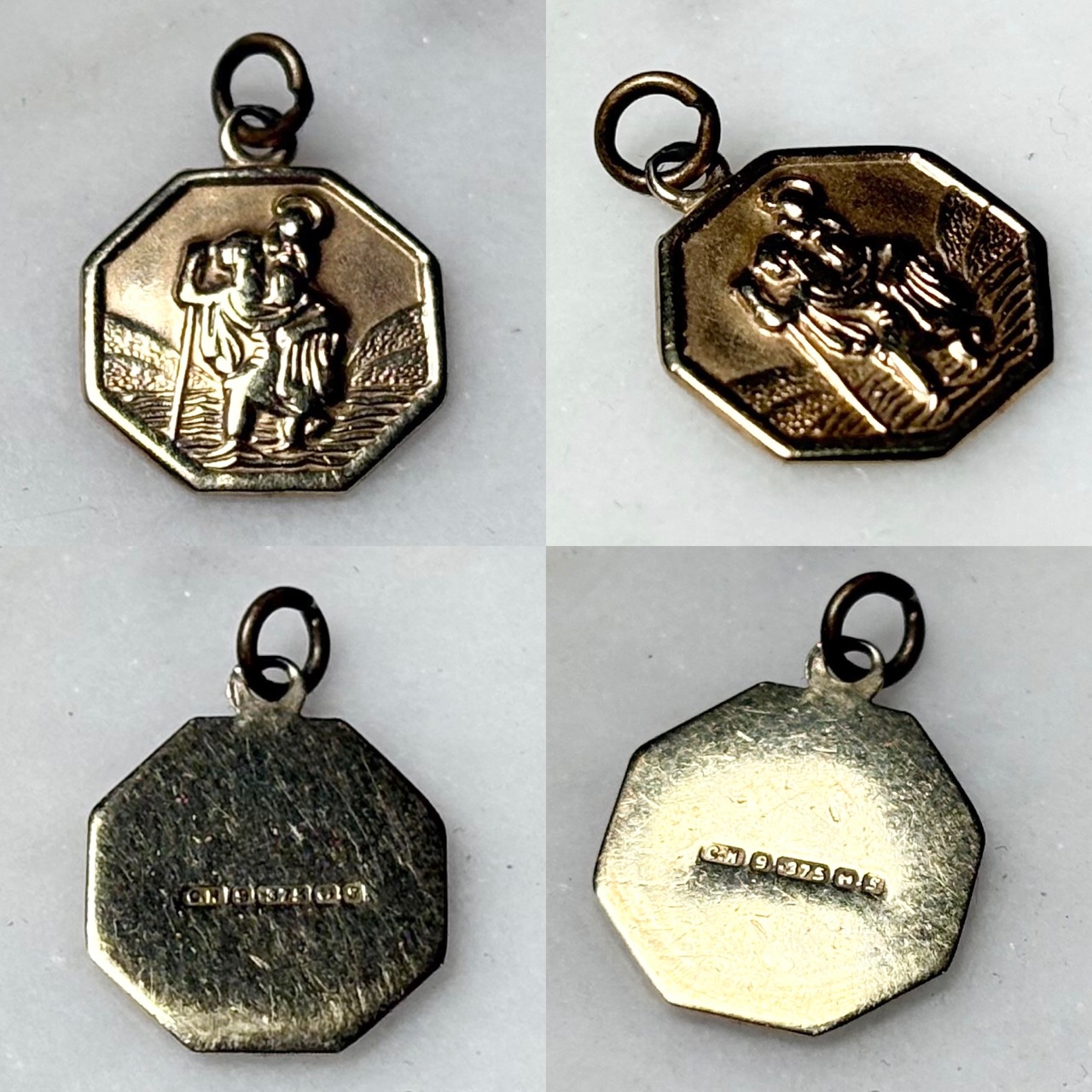 antique 9ct gold “Christophoros” charm pendant