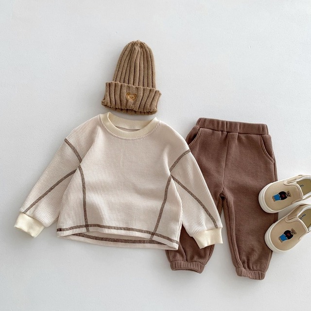 【BABY】ワッフルゆったりトップス＆ボトムス
