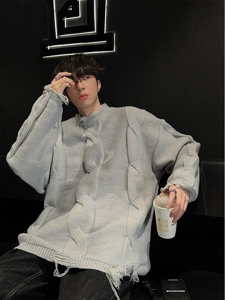 41179 INPERSCAPE メンズニットセーター茶色XカーキM