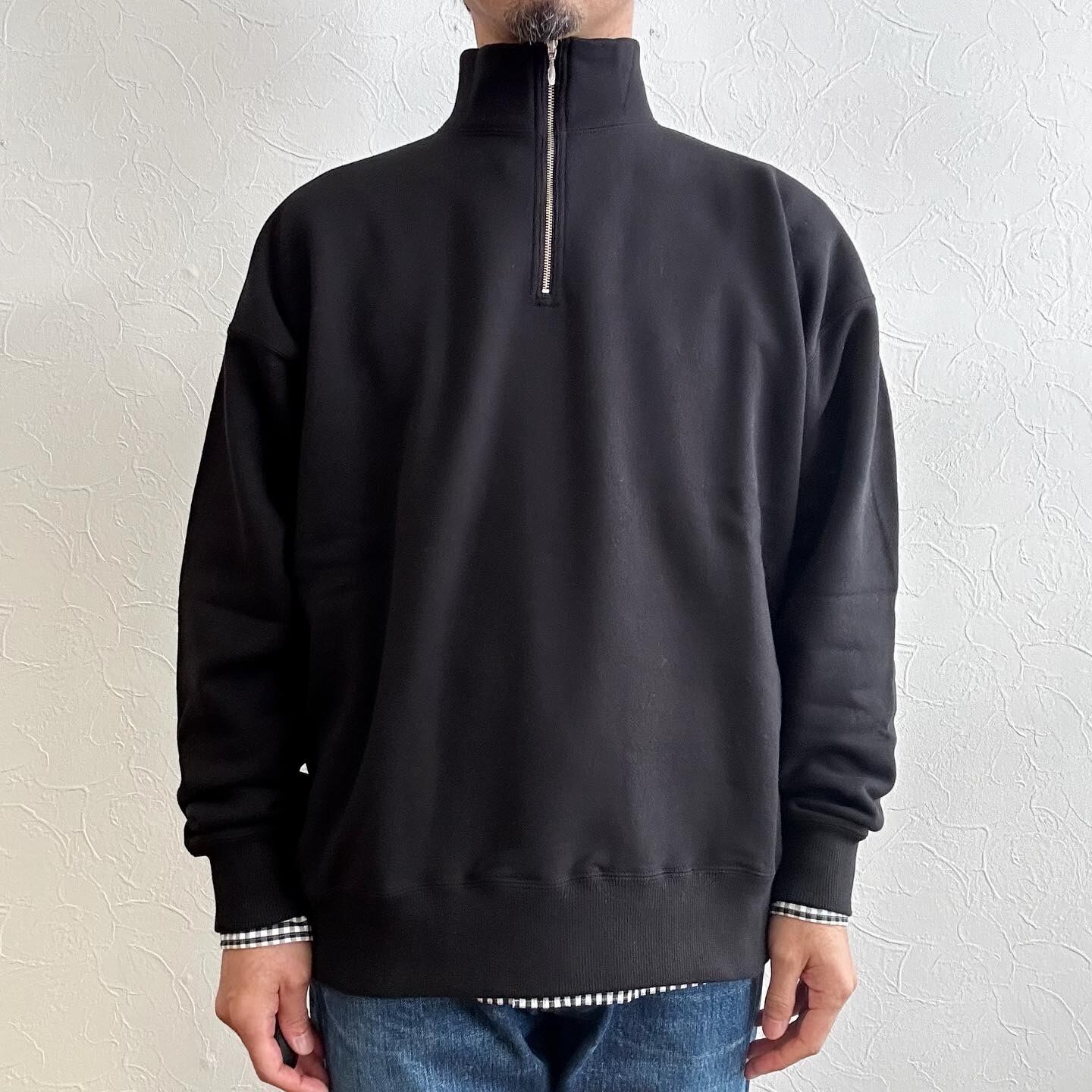 AURALEE BACK WOOL SWEAT HALF ZIP P/O