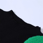 Floral print wave sleeve pullover sweater (ME167)