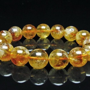 シトリン ブレスレット 虹入り 14mm シトリンクォーツ ブレス メール便可 一点物 111-50445