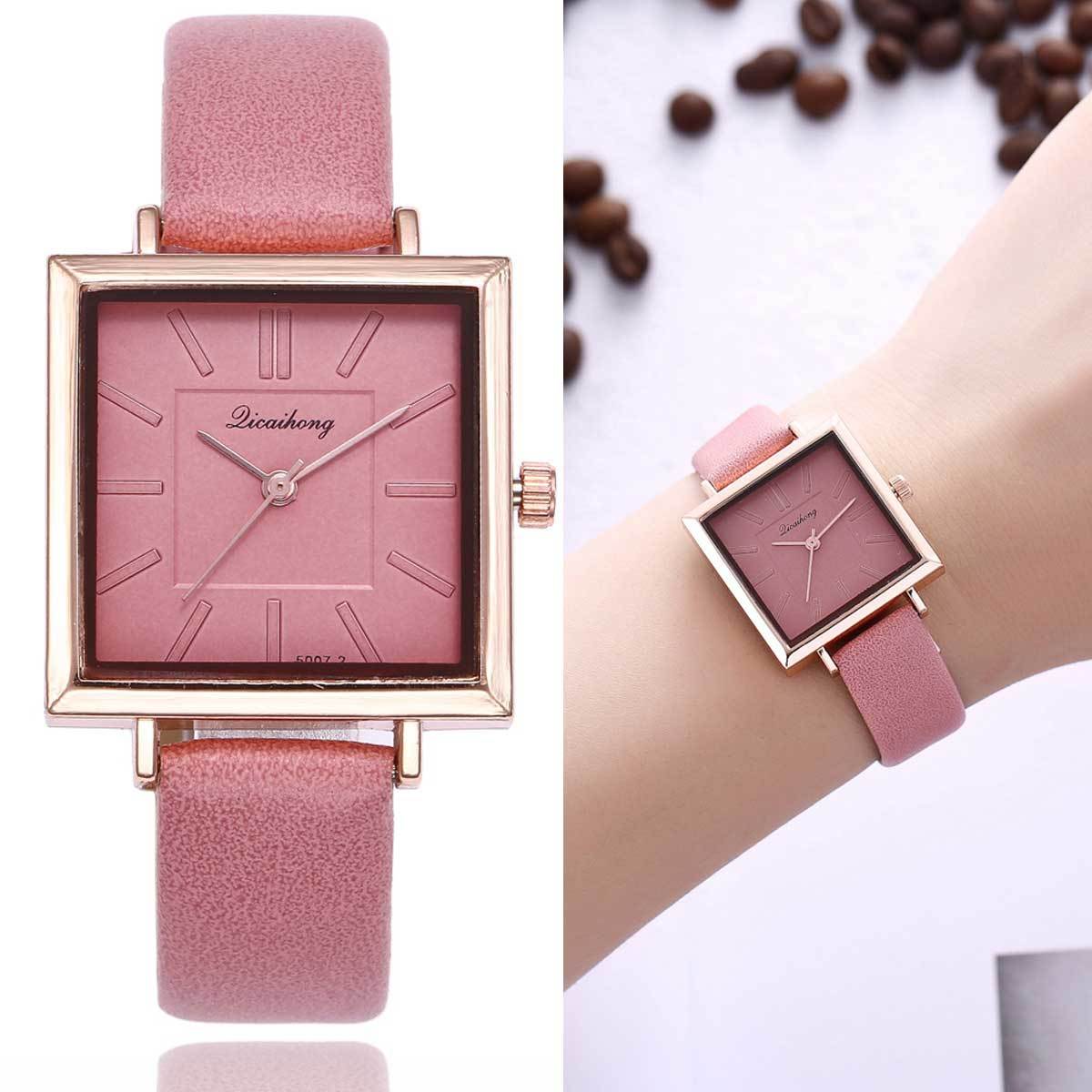 大人可愛いお求め安い スクエアカラーレディースウォッチ 腕時計 時計 ブレスレット カジュアル時計 大人時計 レディース時計 Puレザー 19 Overrag
