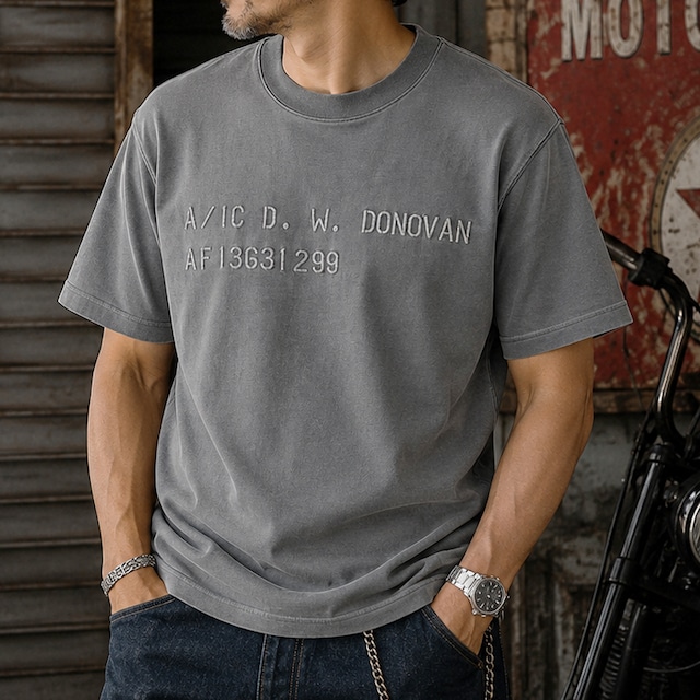 Embroidered washed crew neck t-shirt 00315
