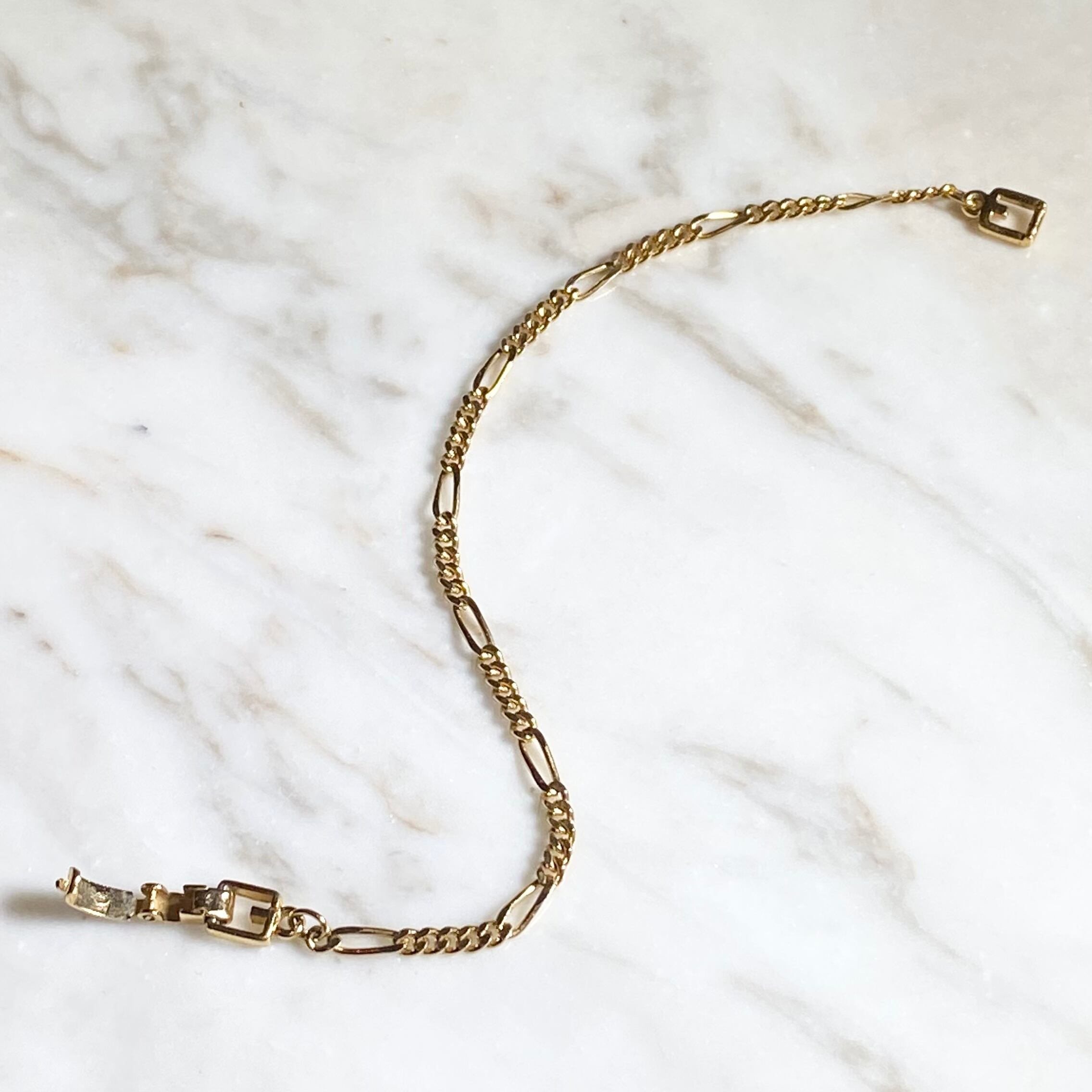vintage GIVENCHY gold color metal two-kinds link chain bracelet 