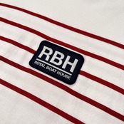 BOAT HOUSE ボートハウス ワッペン ボーダー柄 半袖Tシャツ サイズ 2 /ホワイト/キャプテンサンタ/レディース/日本製