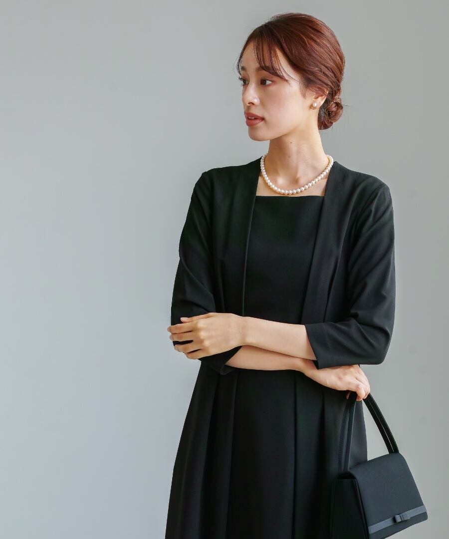 最強配送】喪服・礼服【洗えるフォーマル】ボリューム袖ノーカラー