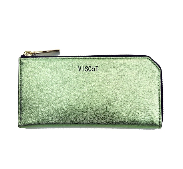 Metalic Long Wallet　L型ファスナー　PALE GREEN