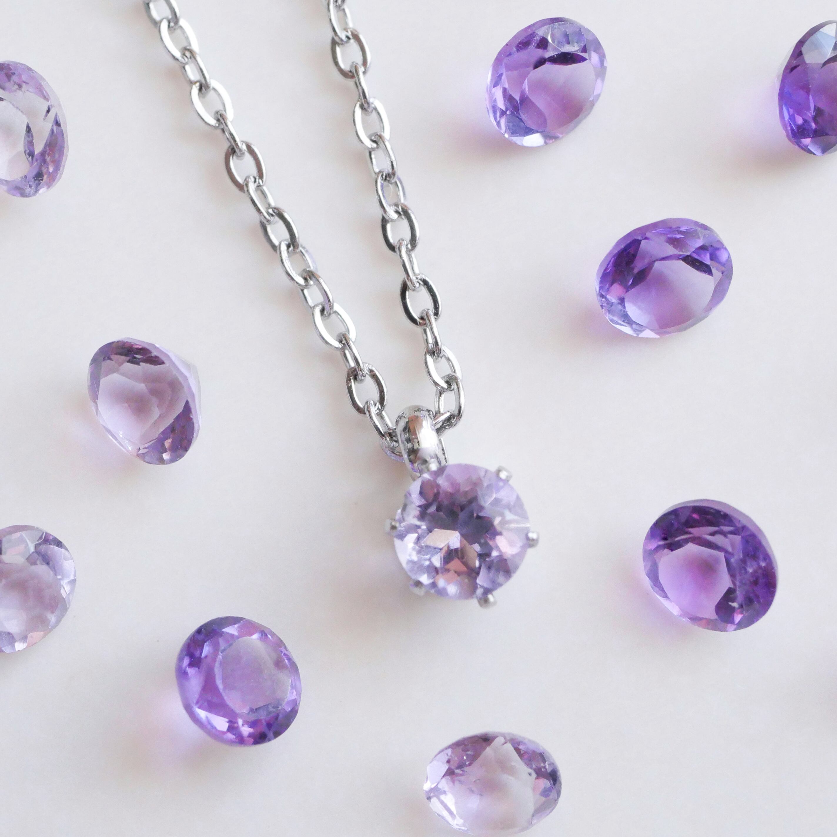 秋冬に人気】アメジストの一粒ネックレス 2月誕生石 ゴールド