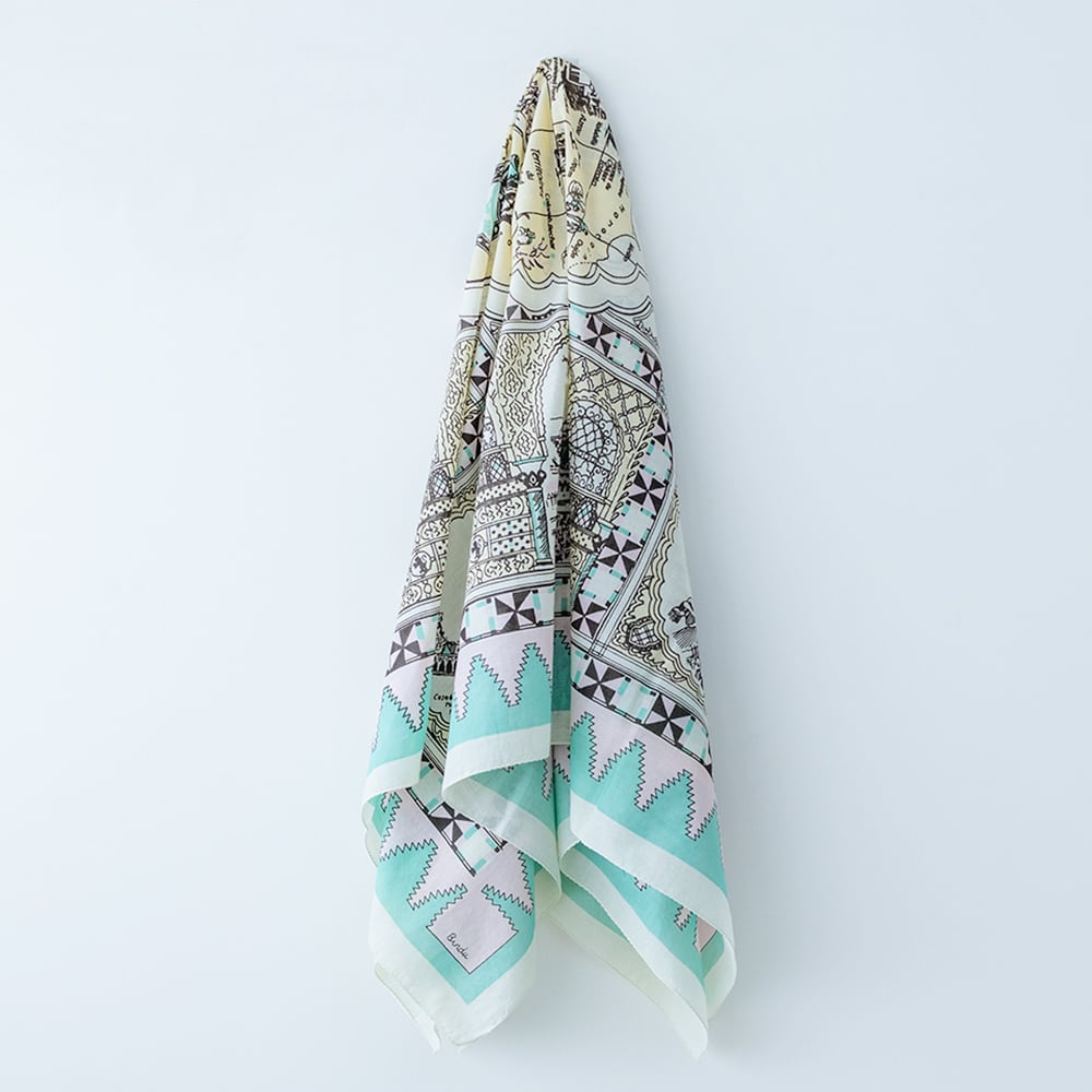 Bindu マッププリントビッグスカーフ