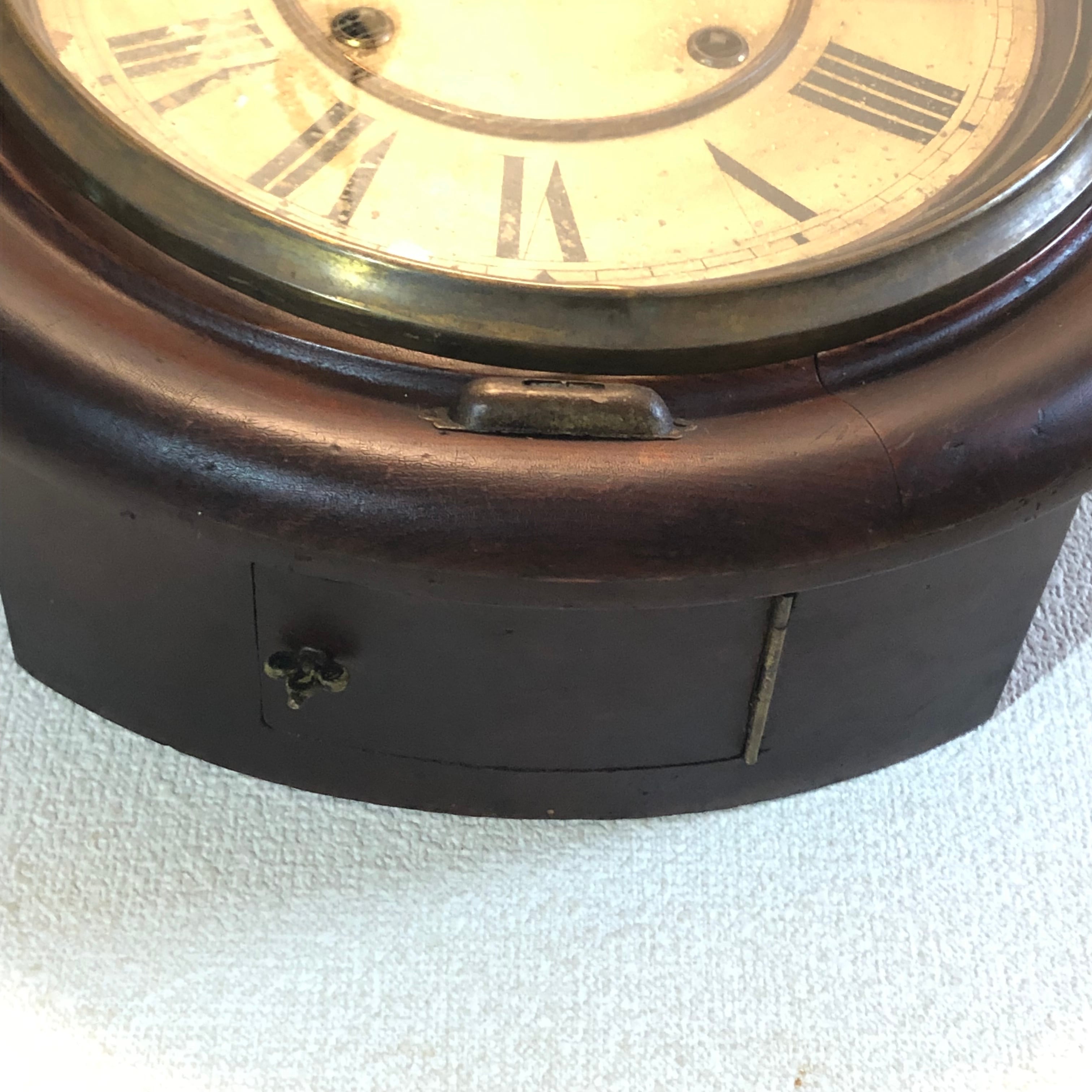 明治末〜大正初期 ハートH精工所製 グレシャム 丸型掛時計 水平器付き
