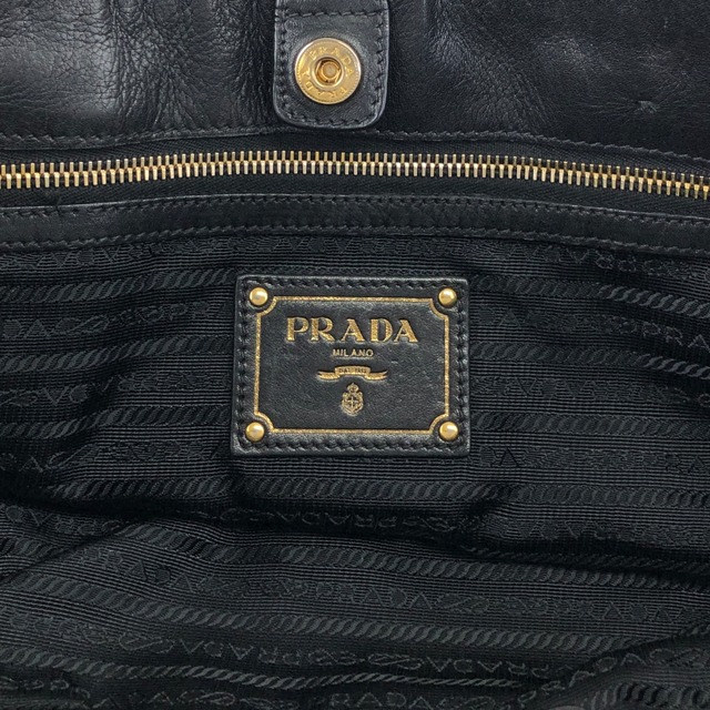 PRADA プラダ ハンドバッグ ブラック ロゴ レザー ギャザー 2way vintage ヴィンテージ オールド t5sy7s