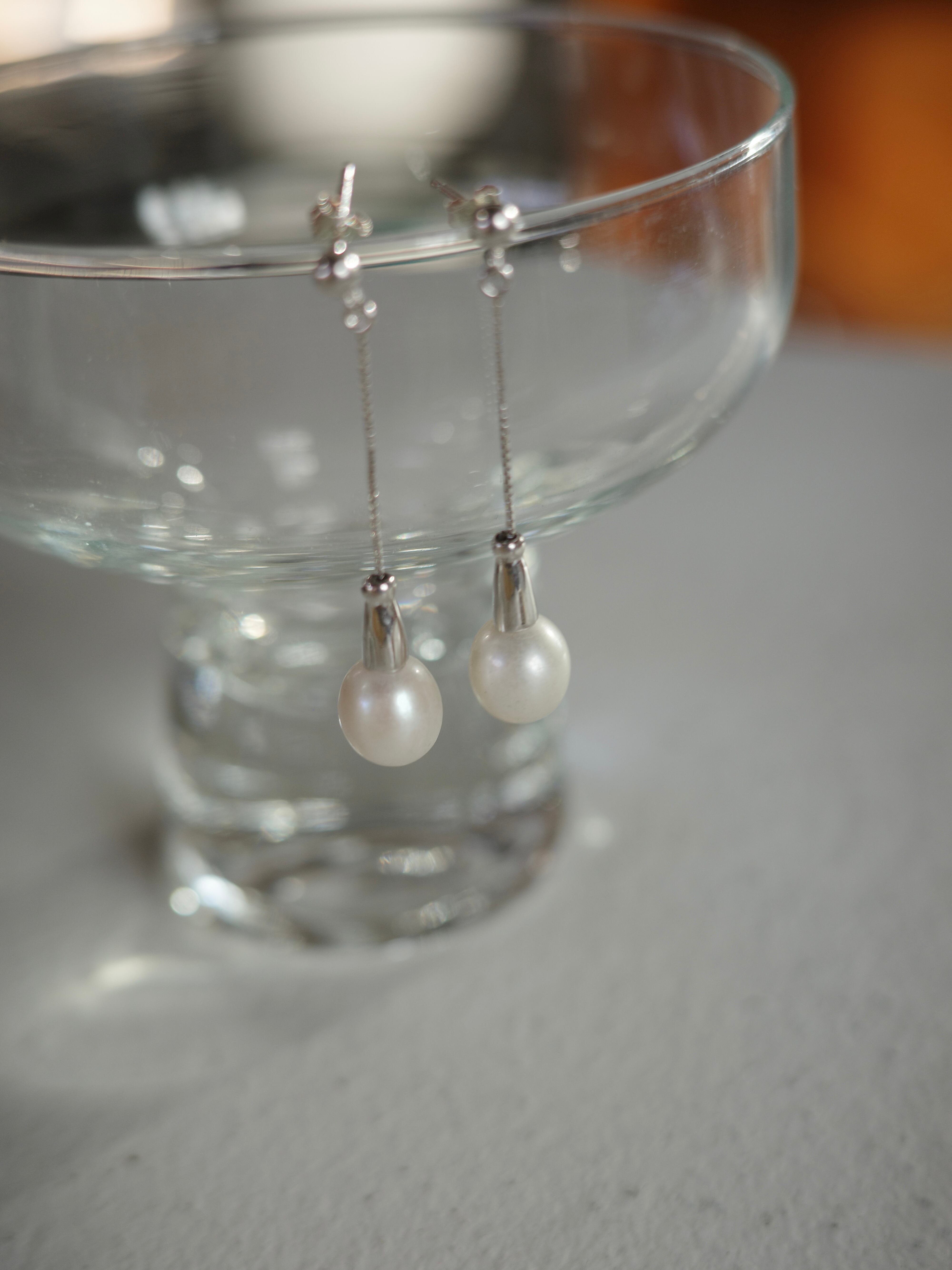〈vintage silver925〉pearl drop chain pierce