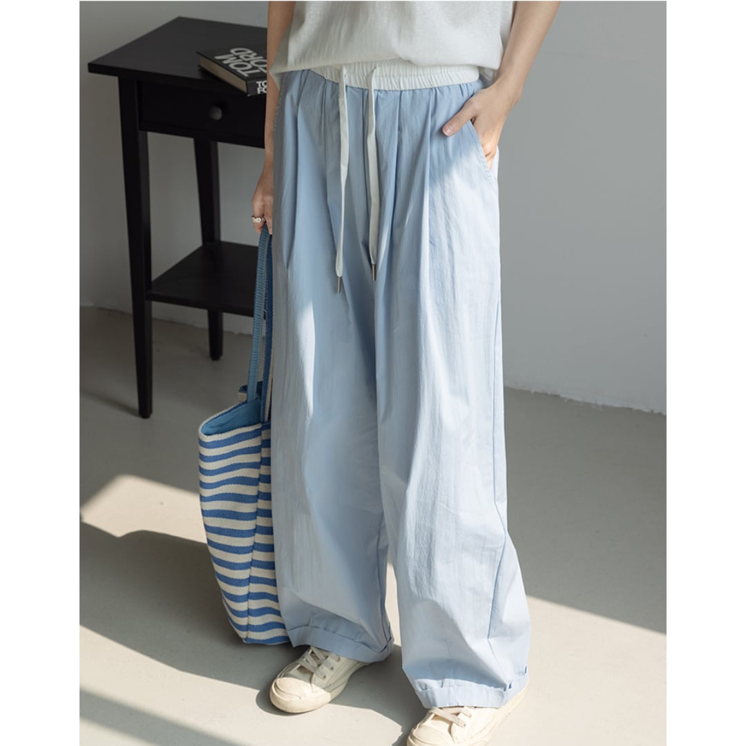 drawstring relaxed straight pants