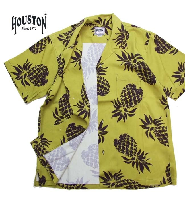 HOUSTON シャツ アロハシャツ 41194 パイナップル柄 半袖 開襟シャツ