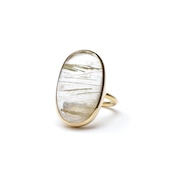 S925 MIXED RUTILE QUARTZ RING GOLD -SMALL-