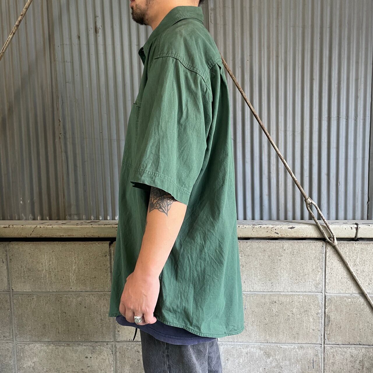 90年代〜 WOOLRICH ウールリッチ 無地 半袖 コットンシャツ メンズXL