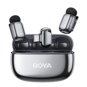 【特価処分】BOYA mini 2 ワイヤレスマイク 5g超軽量ピンマイク iPhone 17/16/15シリーズ対応 Android用集音マイク ノイズキャンセリング APPコントロール 伝送距離100m 30時間連続使用 クリップ式 Vlog撮影/動画配信/生放送等に対応 充電ケース付き（Type C機種対応）(2TX+1RX)グレー