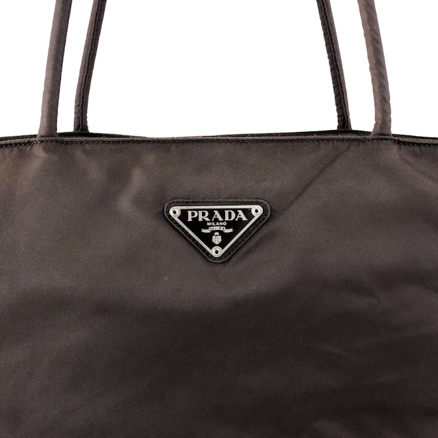 PRADA プラダ トートバッグ ブラウン トライアングルロゴ ナイロン vintage ヴィンテージ オールド nda4br