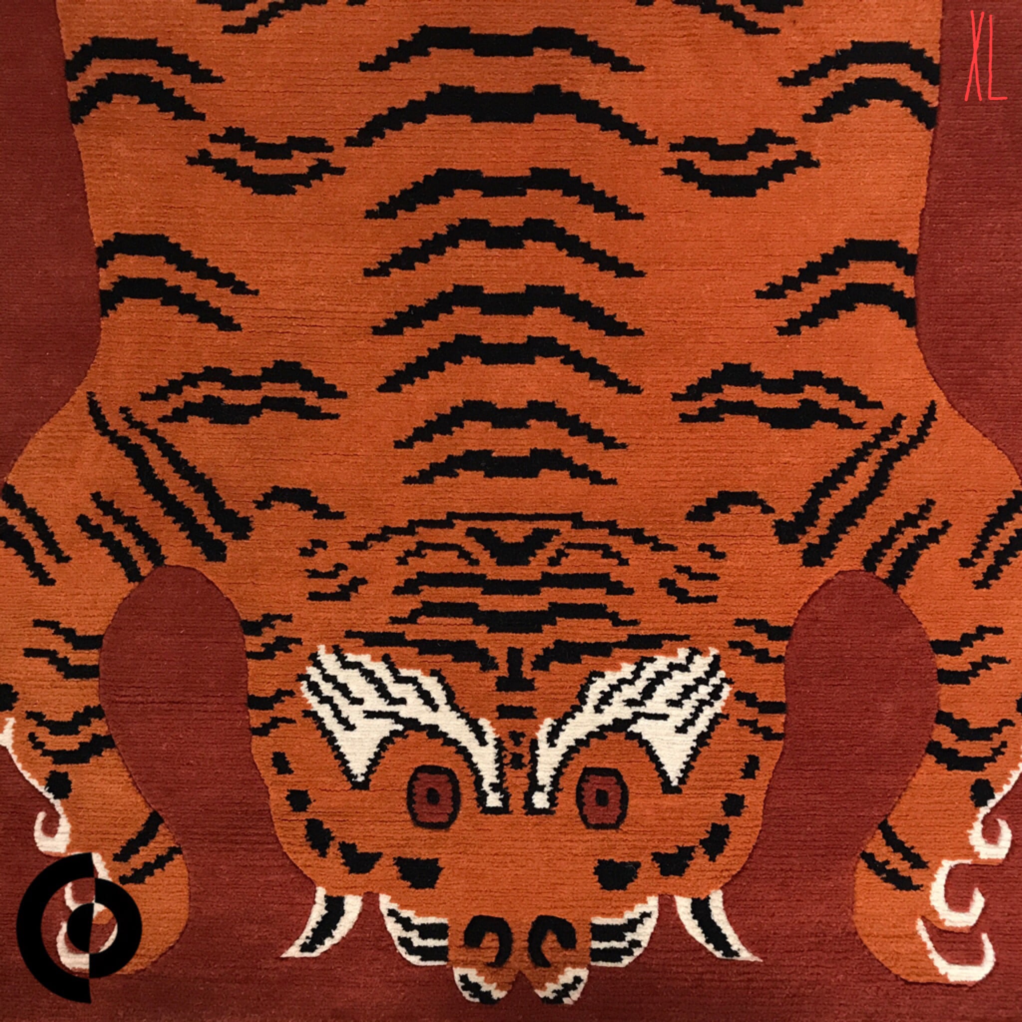 XL old_db601 チベタンタイガーラグ ☆ TIBETAN TIGER RUG SQUARE WOOL