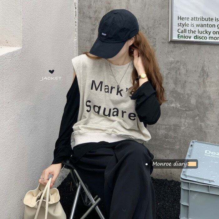 ノースリーブTシャツ シャツ レディースルーズスプリングカジュアルトップス 春物 モンロー47382317444