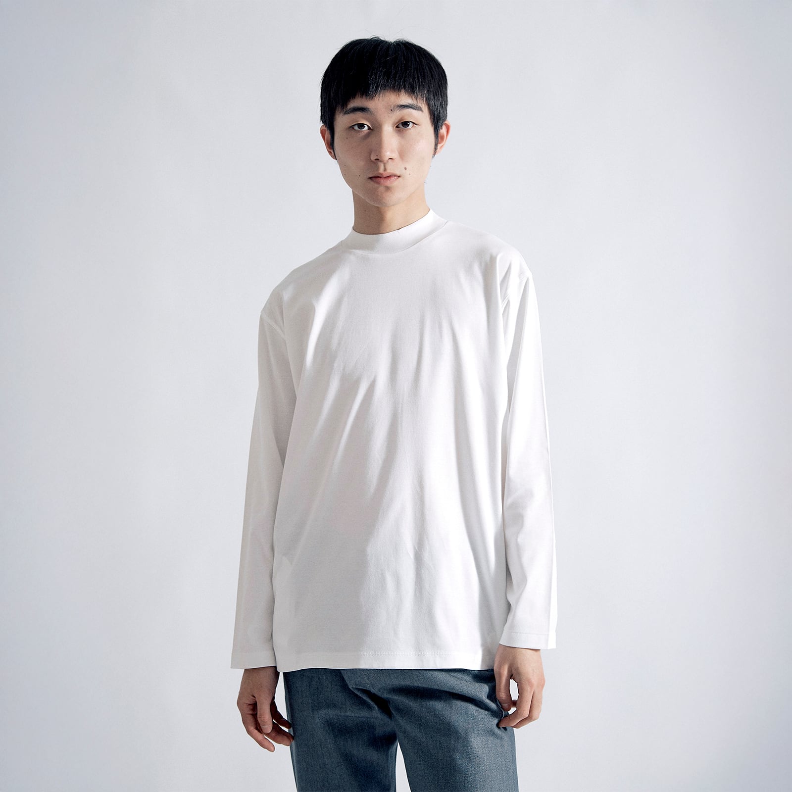アルビニT スムース ロングスリーブ モックネック リラックス / Albini