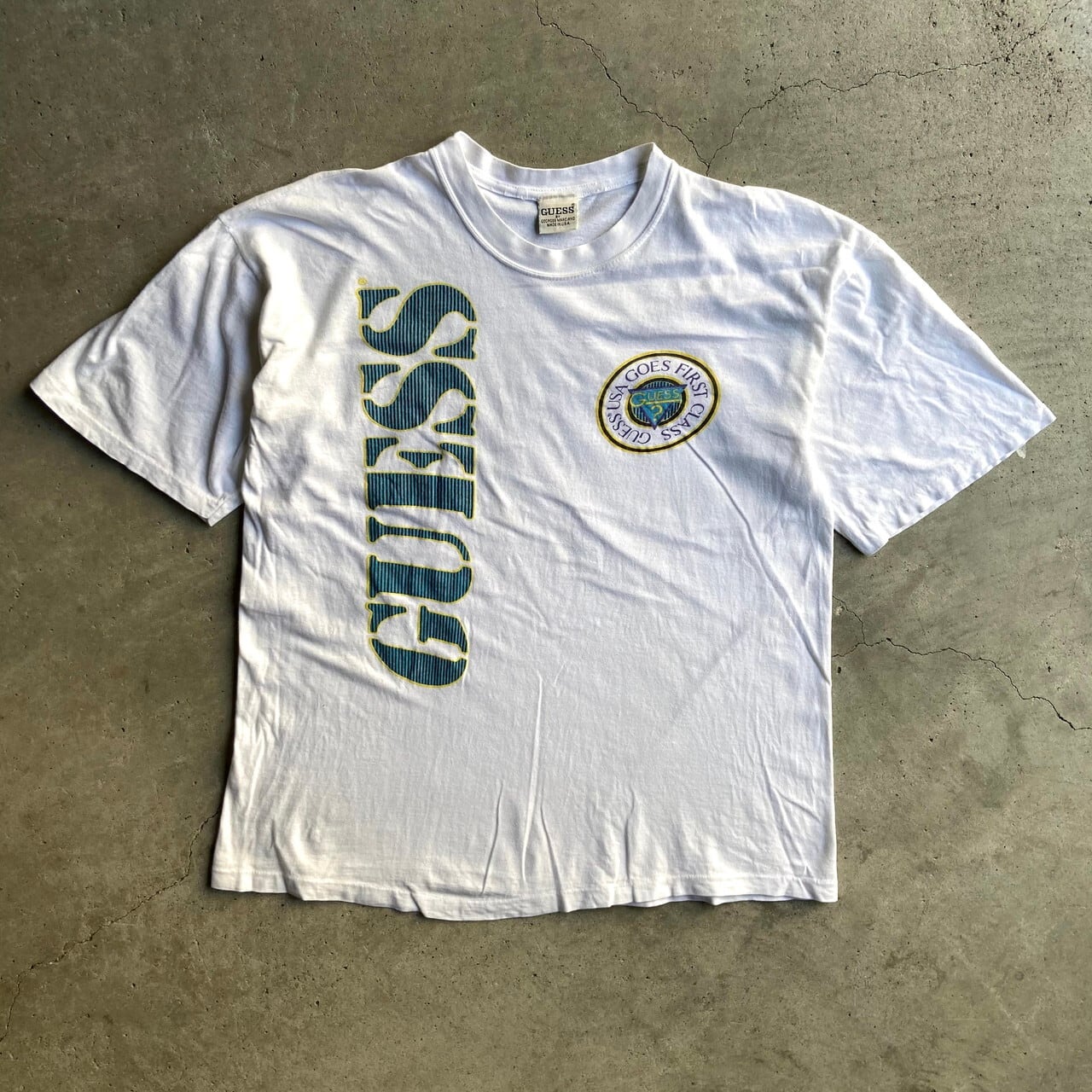 90年代 USA製 GUESS ゲス ロゴプリントTシャツ メンズL相当 古着 90s
