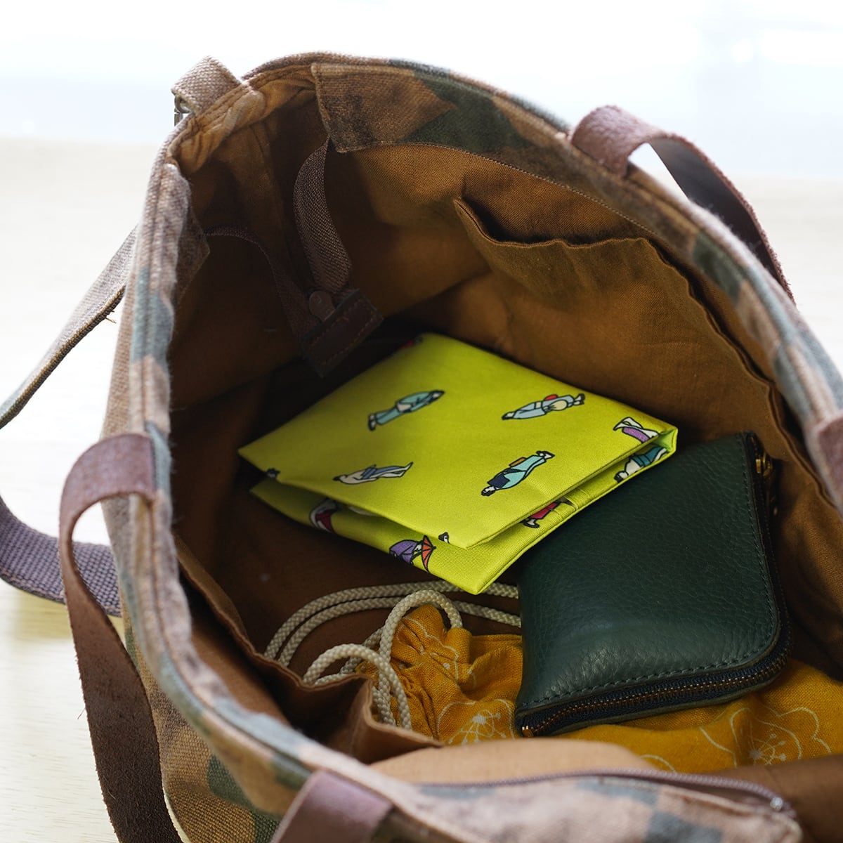 花籠や お相撲柄ポケットティッシュケース 抹茶色 MINI-TC-MC | MINT